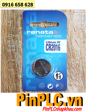 Renata CR2016, Pin 3v lithium Renata CR2016 chính hãng /Loại Vỉ 1viên